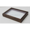 Minimalist style elegant luxury unique wood wall mounted decor with soft linen back hot selling black shadow box frames